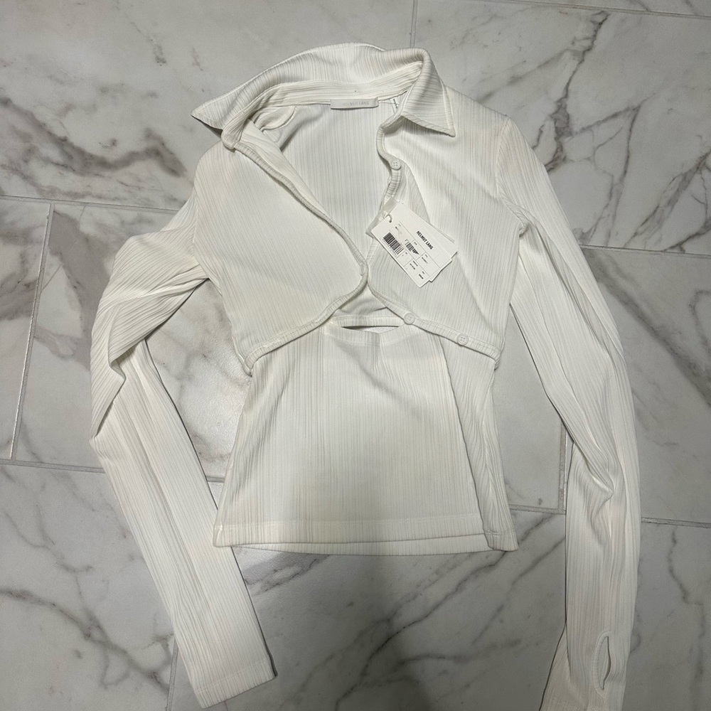 NWT HELMUT LANG White Blouse Button Open Top